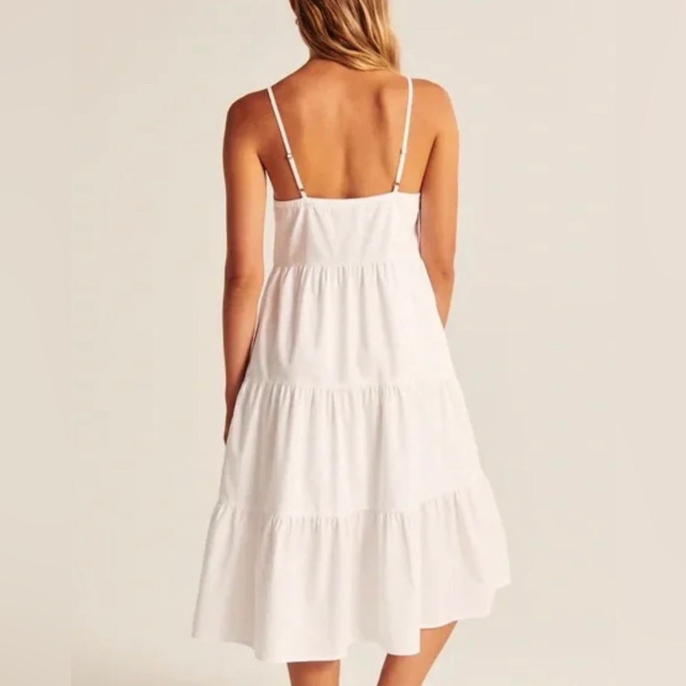 Abercrombie & Fitch White Tiered Midi Dress - Picture 2 of 7
